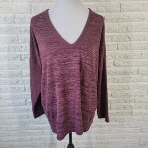 Terra Sky Women Sweater 2X Plus Long Sleeve Purple Heather Lightweight PUR28E